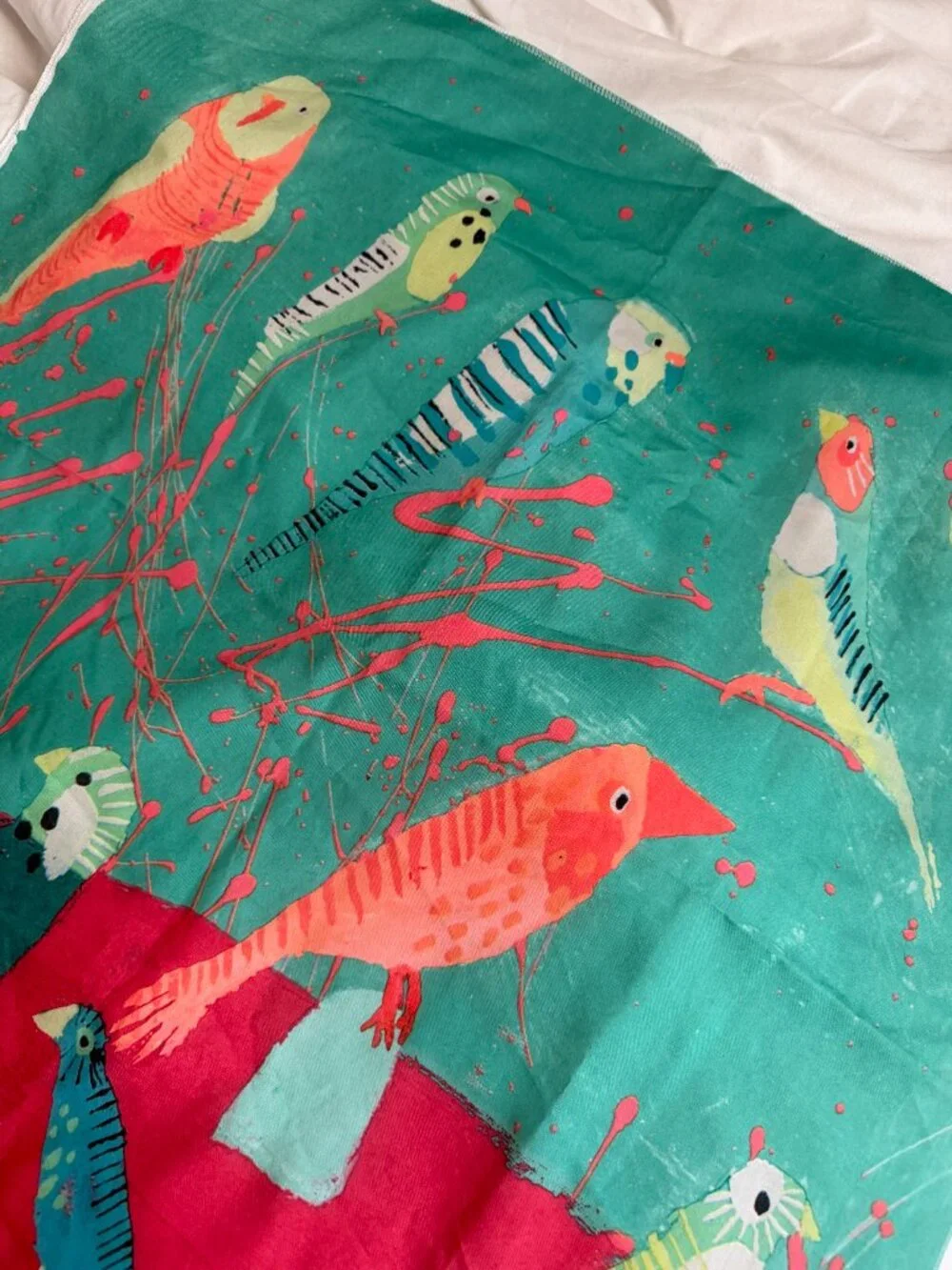 Lush Knot Wrap Mint and White with Birds